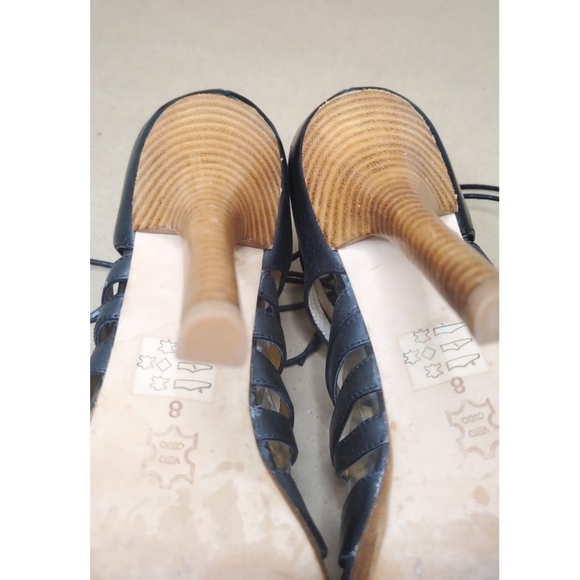 bebe Black Leather Lace-up Heels - Picture 4 of 6